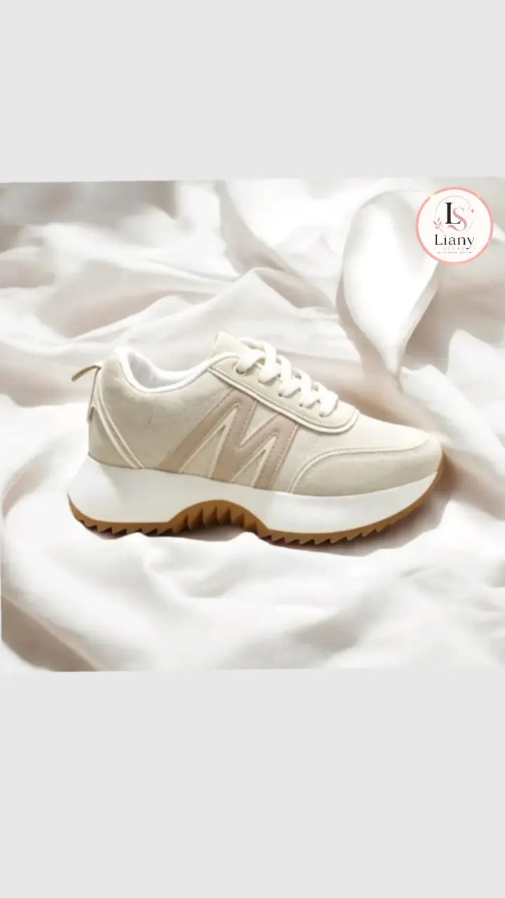 Zapatillas deportivas gris y beige para mujer - 3