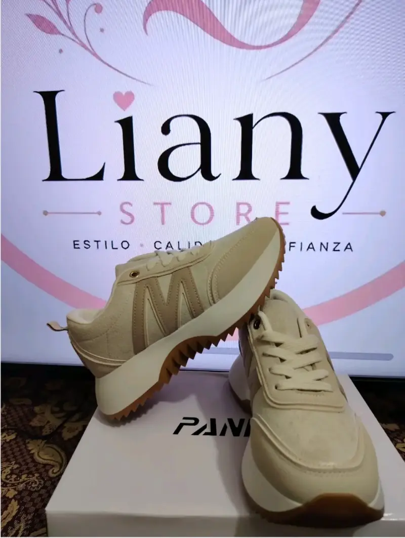Zapatillas deportivas gris y beige para mujer - 4