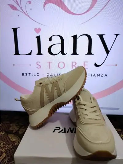 Zapatillas deportivas gris y beige para mujer - miniatura 4