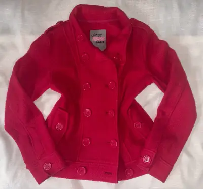 Abrigo fucsia para niña con doble botonadura - miniatura 1