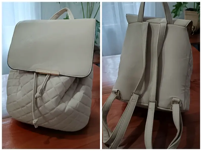 Mochila beige acolchada elegante