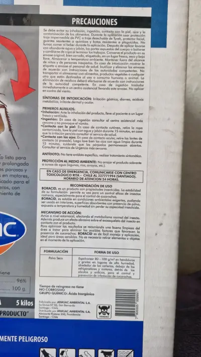 Insecticida en polvo Boracid Anasac 5kg - miniatura 3