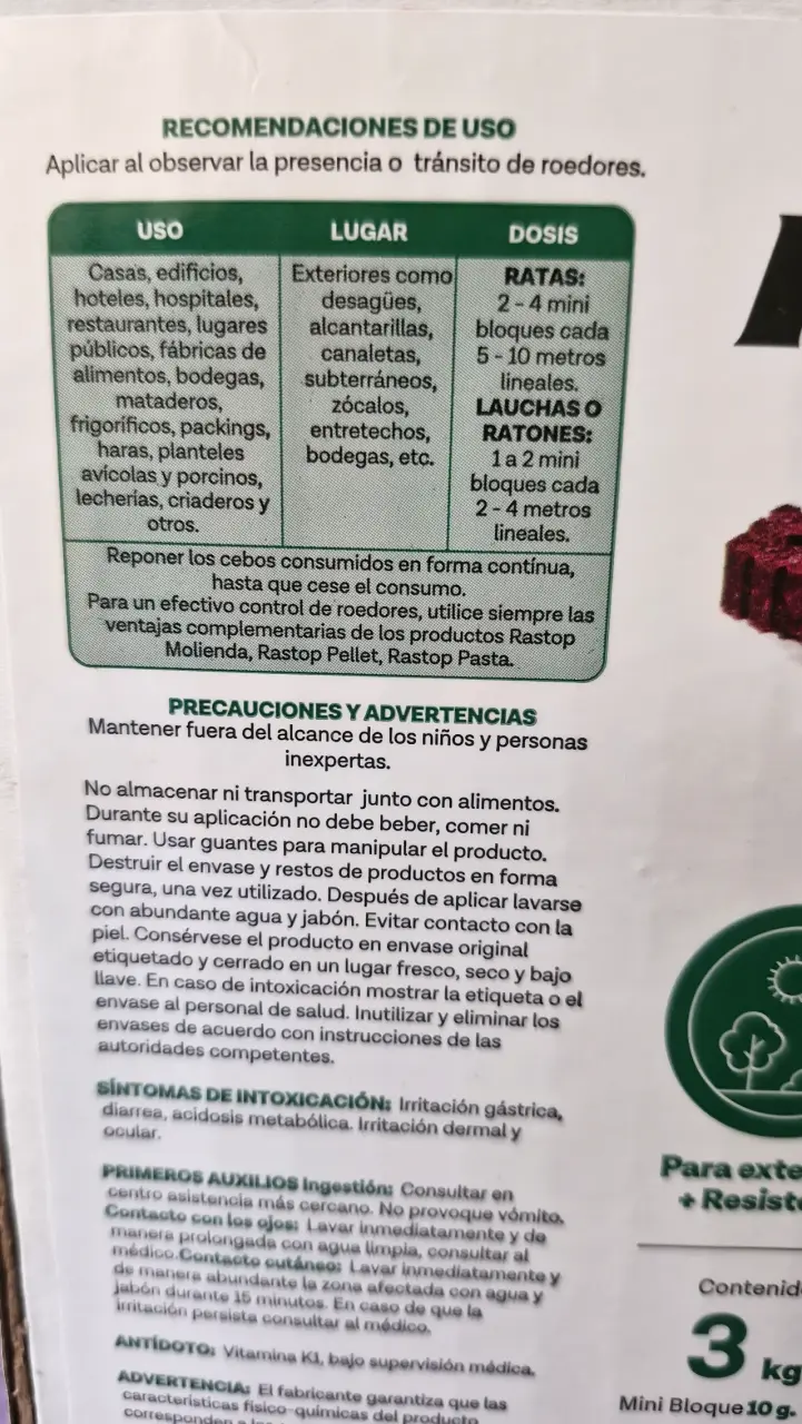 Raticida Rastop Mini Bloque 3 kg para Exteriores - 3