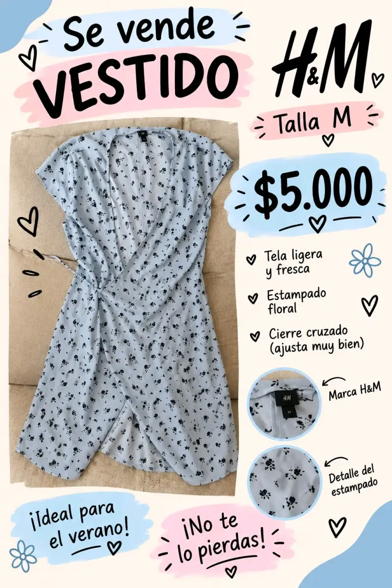 Vestido H&M floral talla M