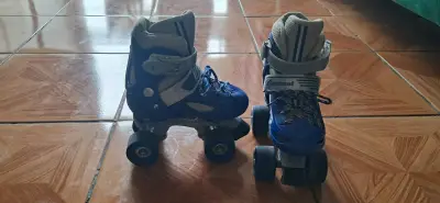 Patines en línea azules para niños poco uso - miniatura 1