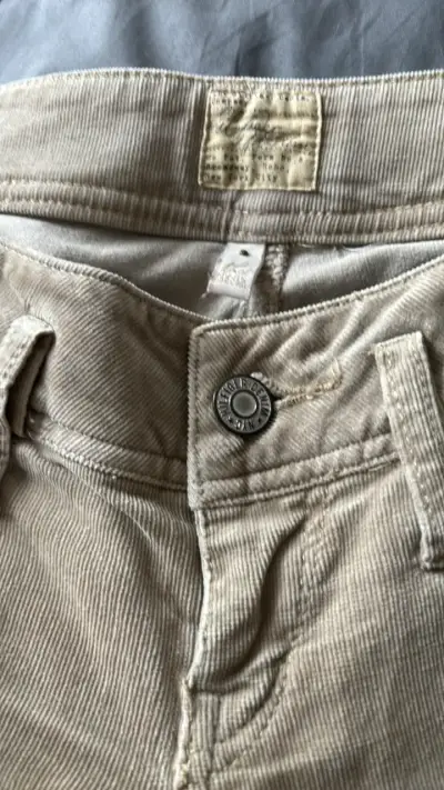 Pantalones de cotelé beige para mujer - miniatura 2