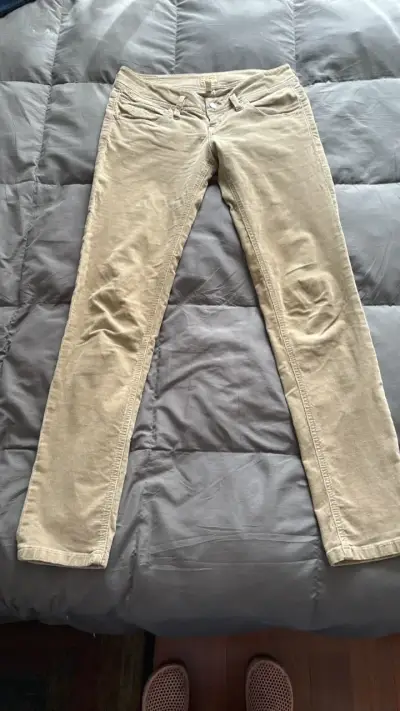 Pantalones de cotelé beige para mujer - miniatura 4