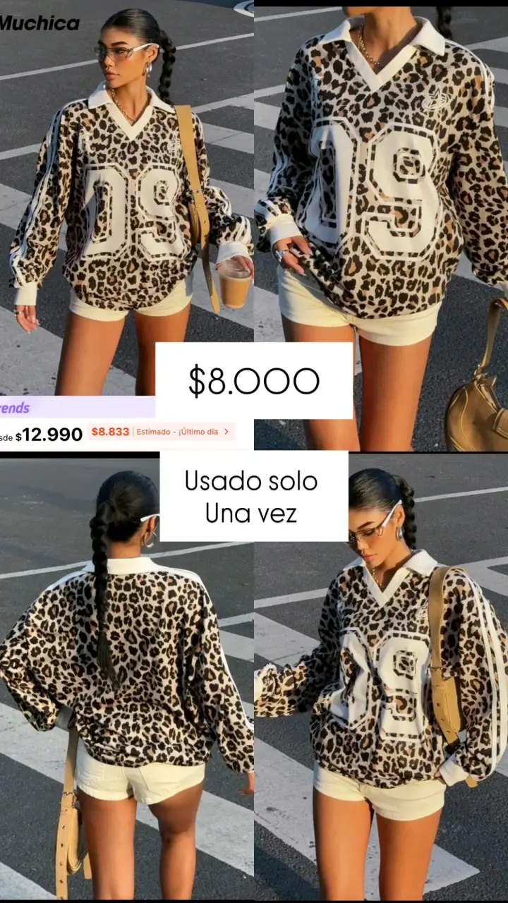 Polerón estampado animal print usado