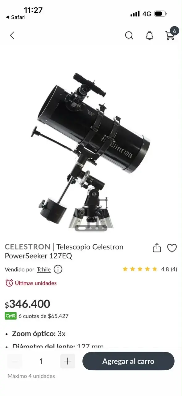 Telescopio Celestron PowerSeeker 127EQ con trípode - 3