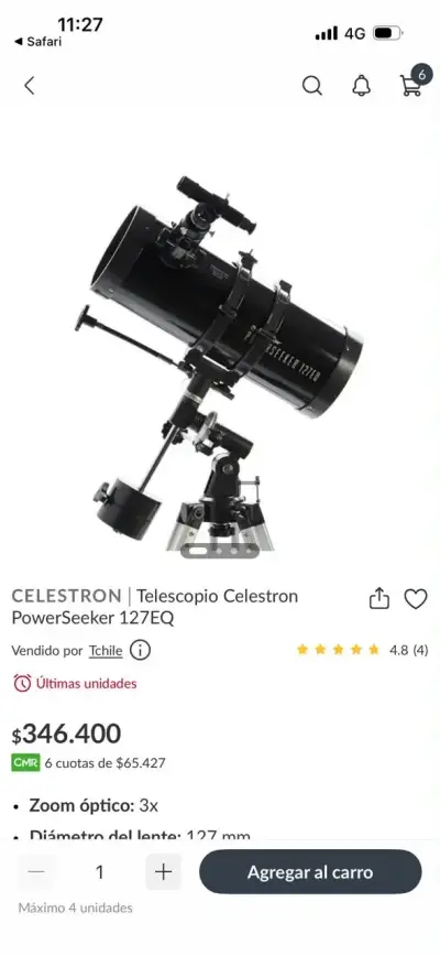 Telescopio Celestron PowerSeeker 127EQ con trípode - miniatura 3