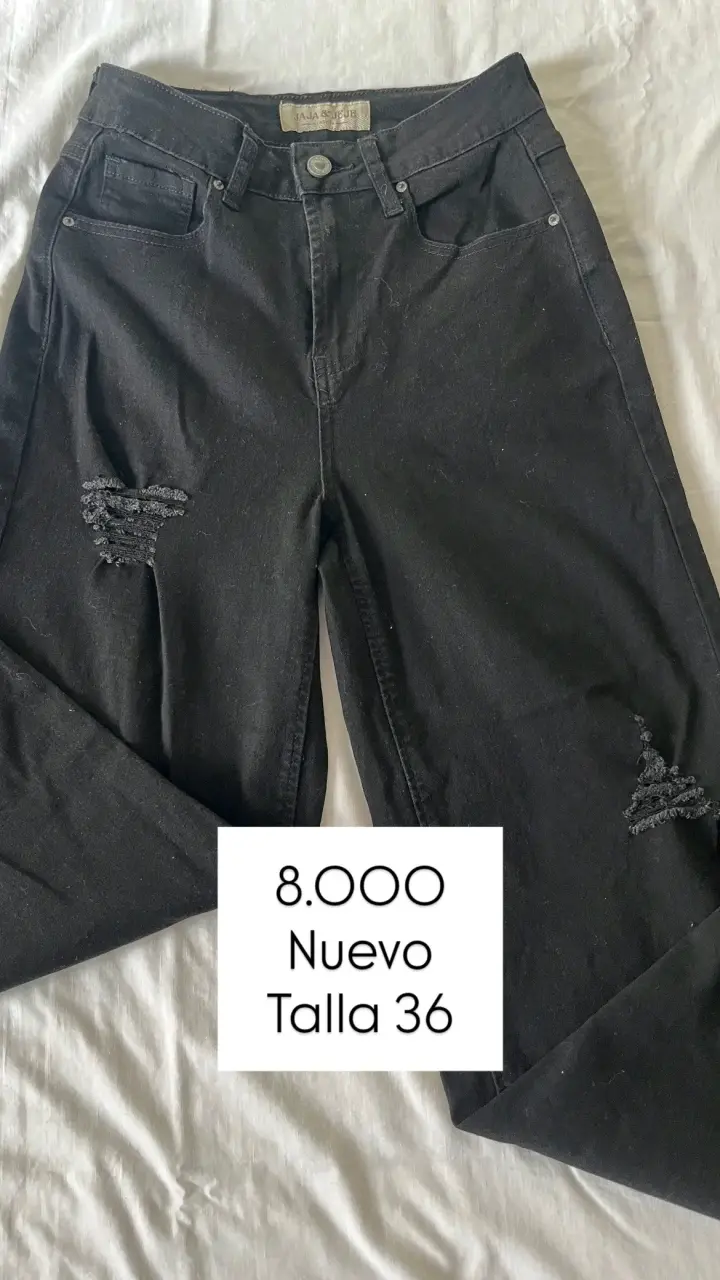 Jeans negros rasgados talla 36 nuevos - 1