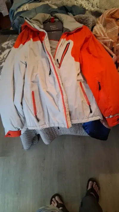 Chaqueta de esquí impermeable gris y naranja - miniatura 1