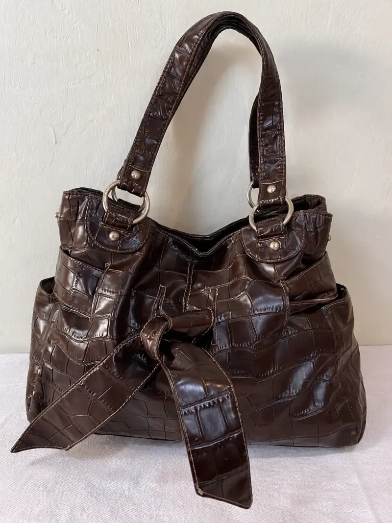 Cartera cuerina cafe - 1