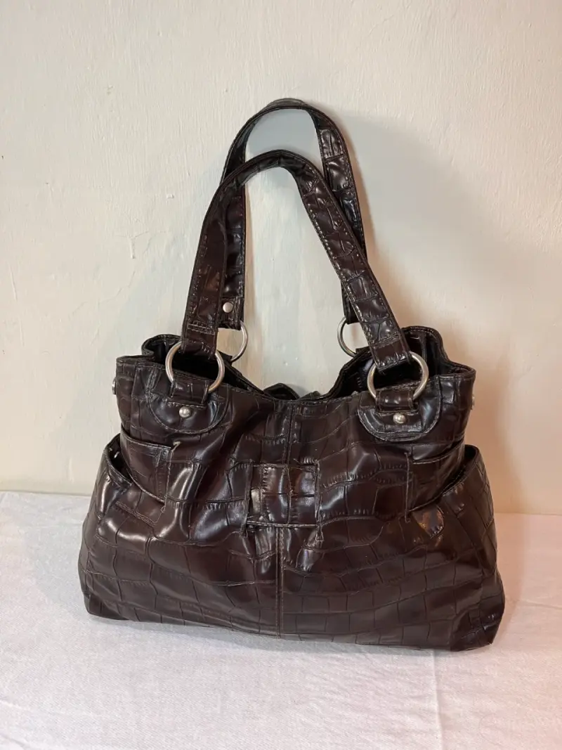 Cartera cuerina cafe - 5