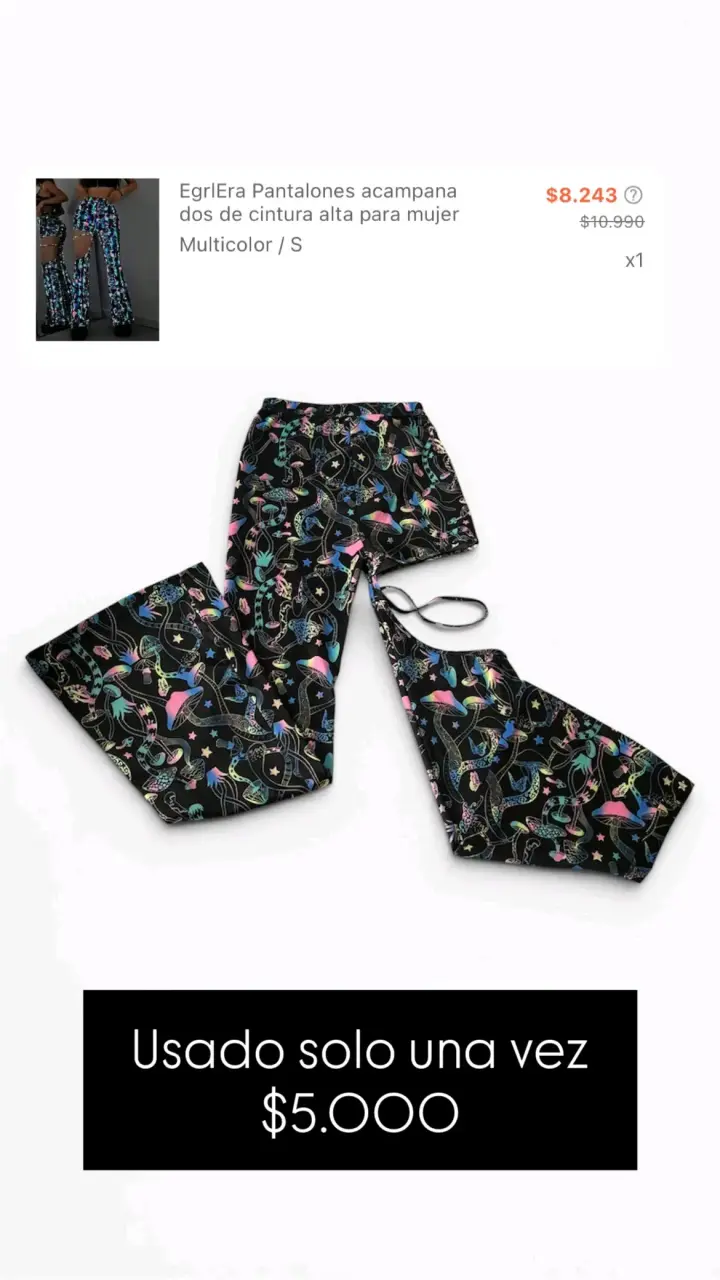 Pantalones acampanados multicolor mujer talla S