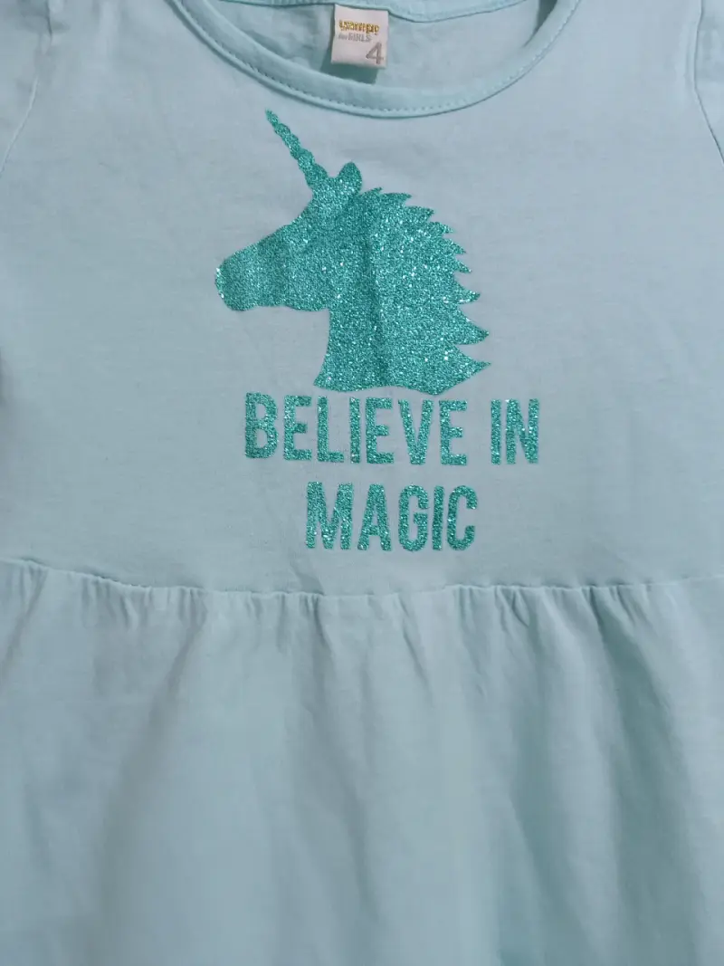 Vestido infantil celeste con unicornio - 4
