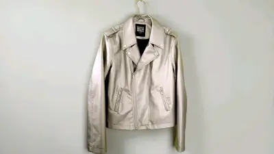 Chaqueta de ecocuero plateada Rolly Go - miniatura 4