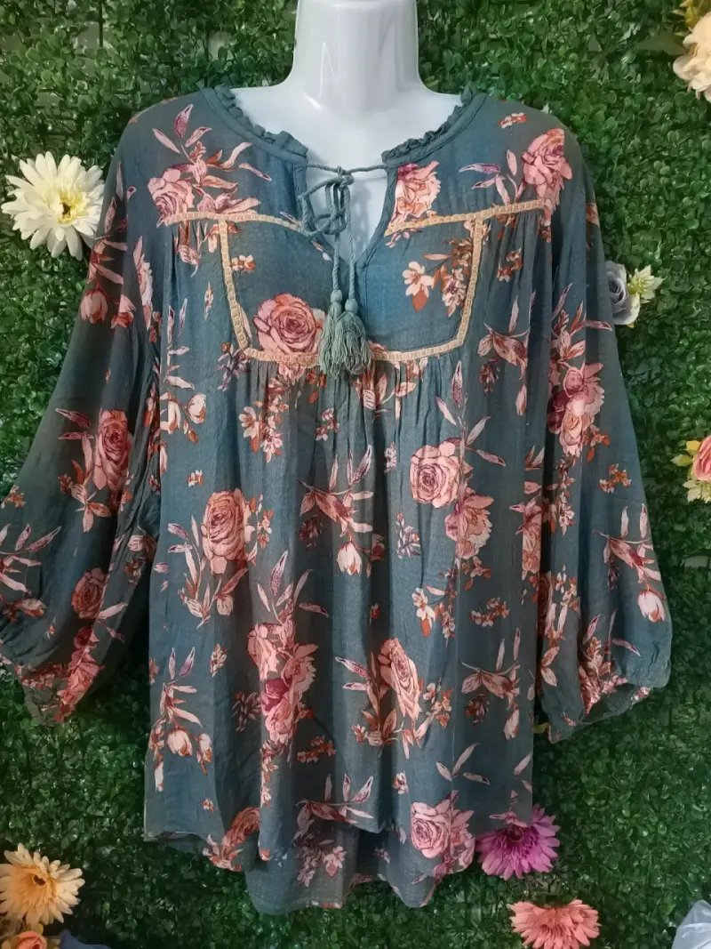 Blusa bohemia floral para mujer - 1
