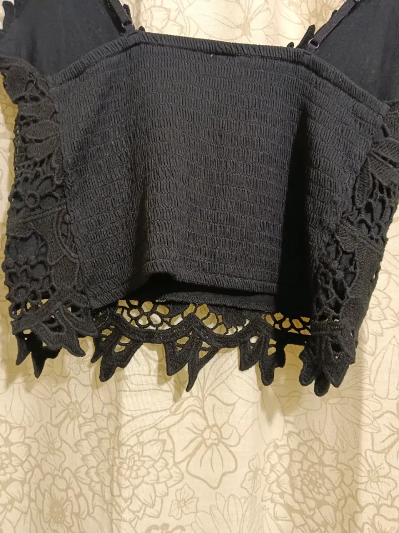 Top de encaje negro para mujer - 2