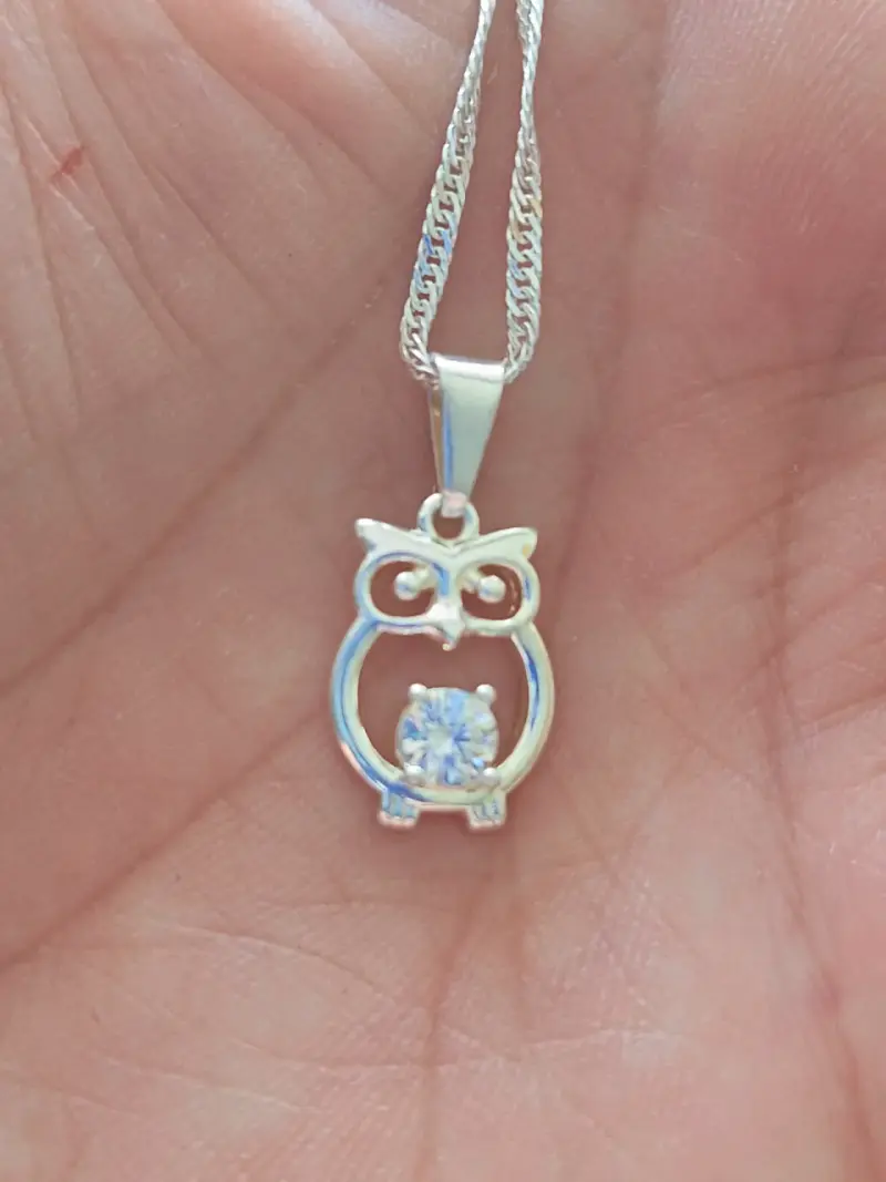 Collar de plata con dije de búho y circonia - 1