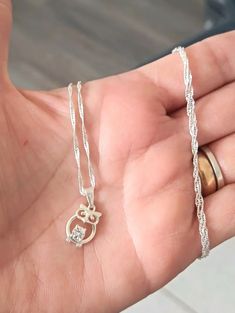 Collar de plata con dije de búho y circonia - 2