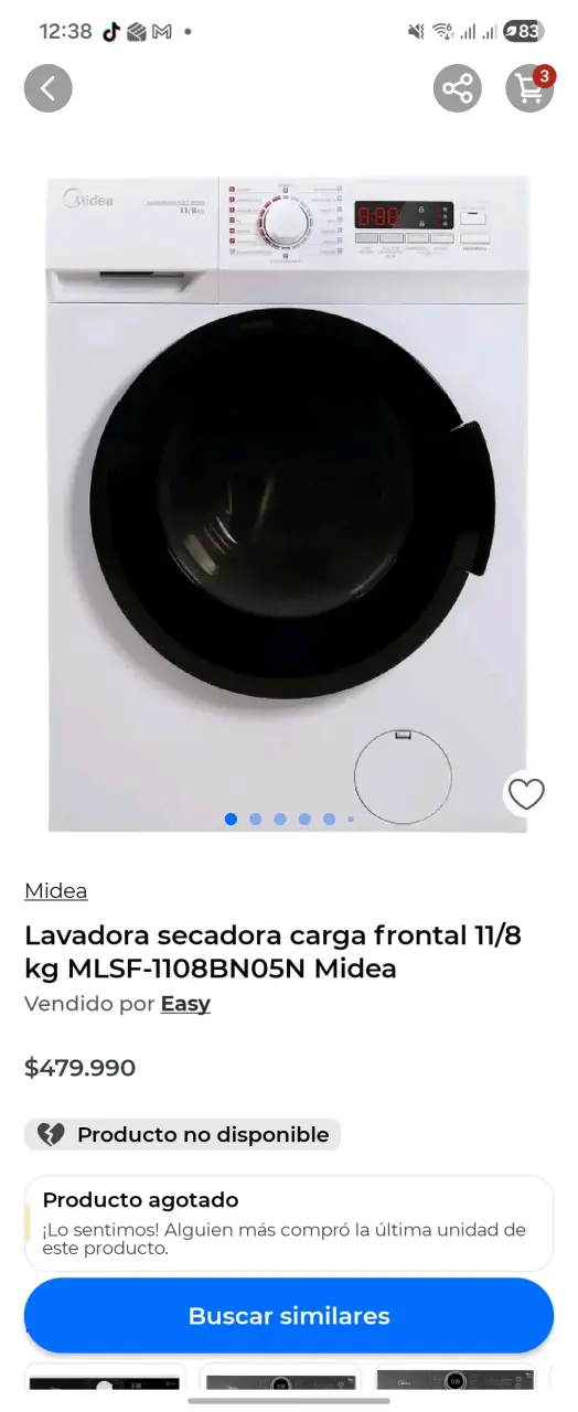 Lavadora secadora Midea 11/8 kg carga frontal - 2