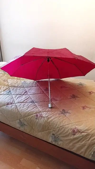 Paraguas compacto rojo plegable - miniatura 1