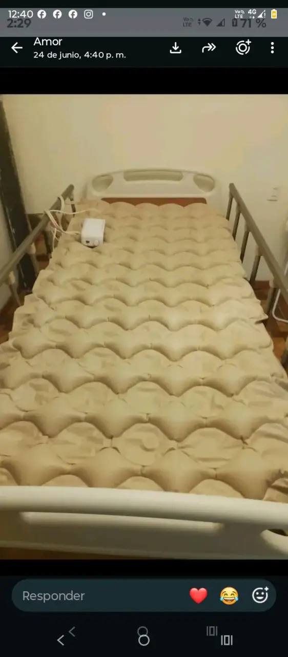 Cama clínica con colchón antiescaras beige - 1