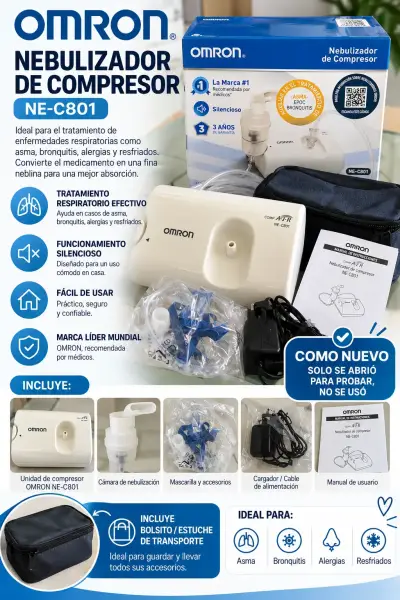 Nebulizador de compresor Omron NE-C801 como nuevo - miniatura 1