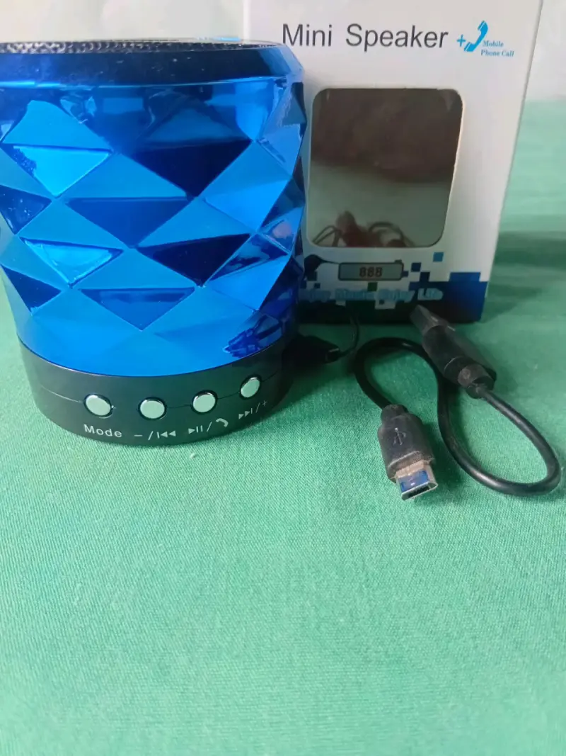 Mini parlante Bluetooth azul con USB y llamada - 3