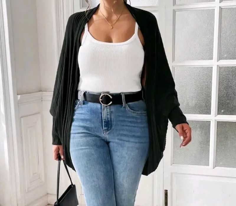 Cárdigan Oversize Negro para Mujer - 2