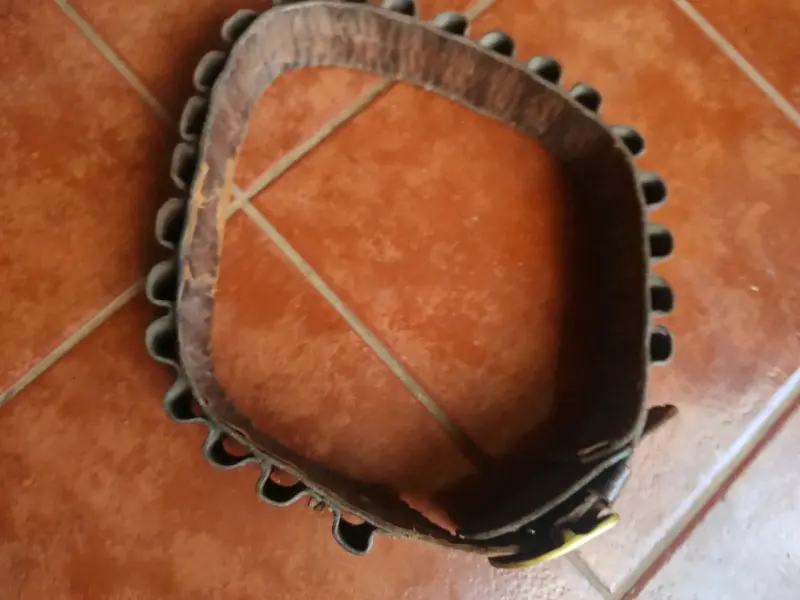 Cinturón de cuero para cartuchos con hebilla dorada - 5