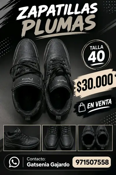 Zapatillas Plumas negras talla 40 en venta - miniatura 1