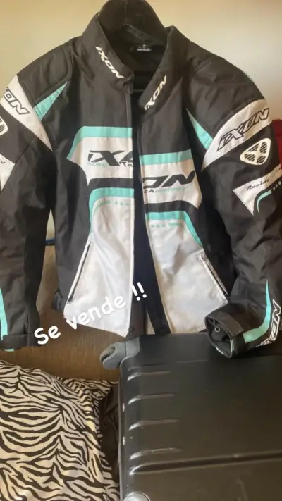 Chaqueta de moto Ixon Racing negra y blanca - miniatura 1