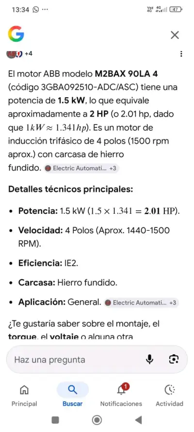 Motor trifásico ABB M2BAX 90LA 4 1.5 kW - miniatura 1