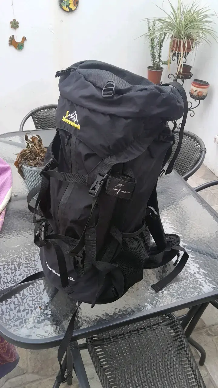 Mochila de senderismo Manweilesi 55+5L negra - 2