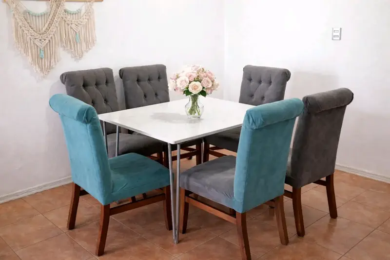 Juego de Comedor mármol con Sillas Acolchadas - 2