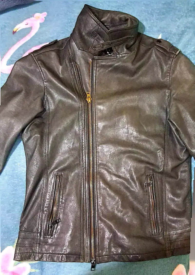 Chaqueta de cuero negra para hombre - 1