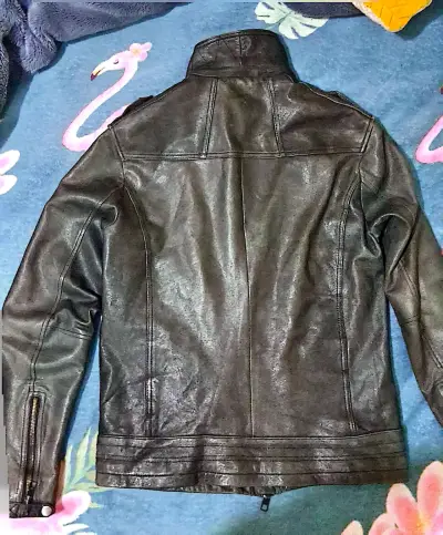 Chaqueta de cuero negra para hombre - miniatura 2