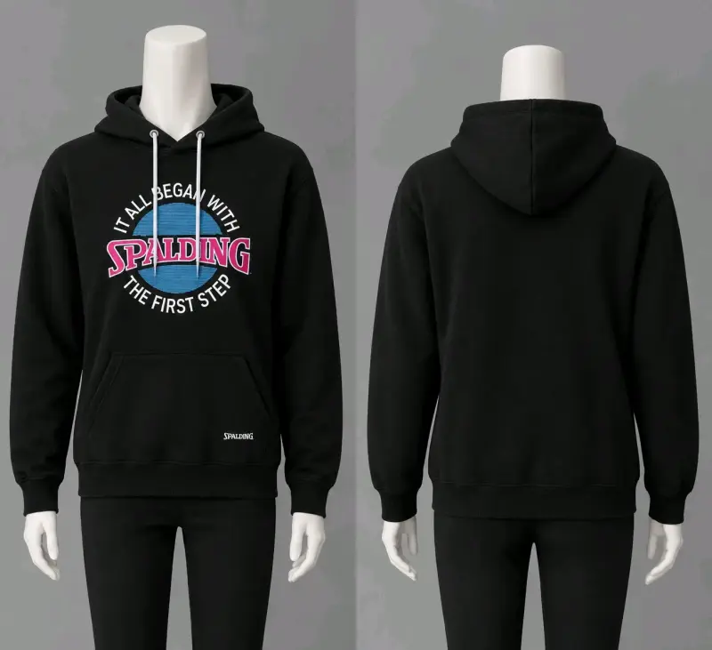 Polerón negro para mujer con capucha Spalding
