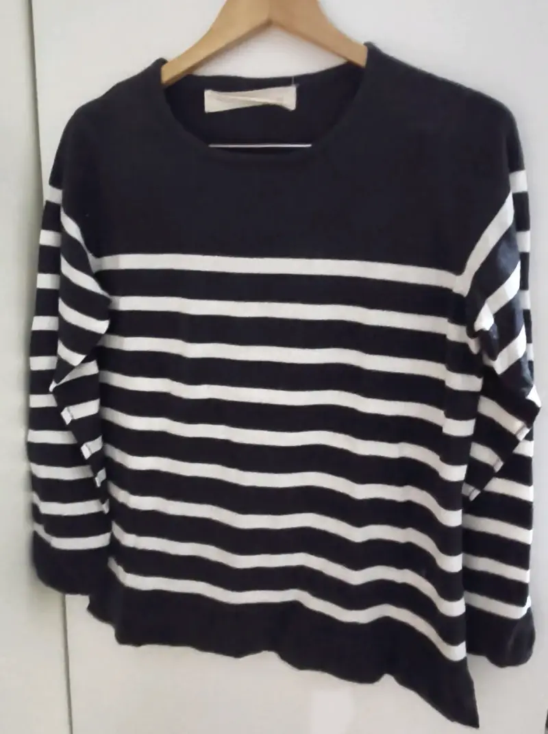 Suéter de rayas blanco y negro para mujer - 2