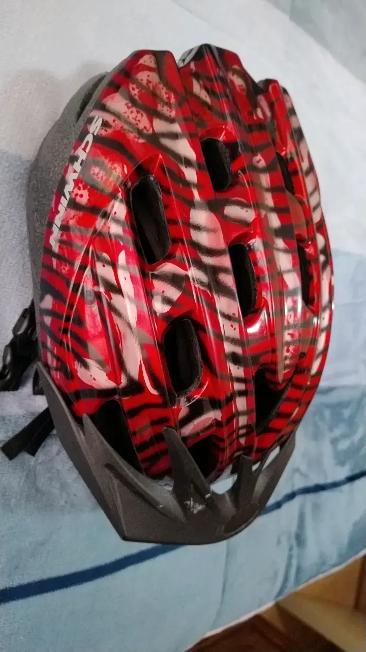 Casco de bicicleta rojo y negro para adulto - 4