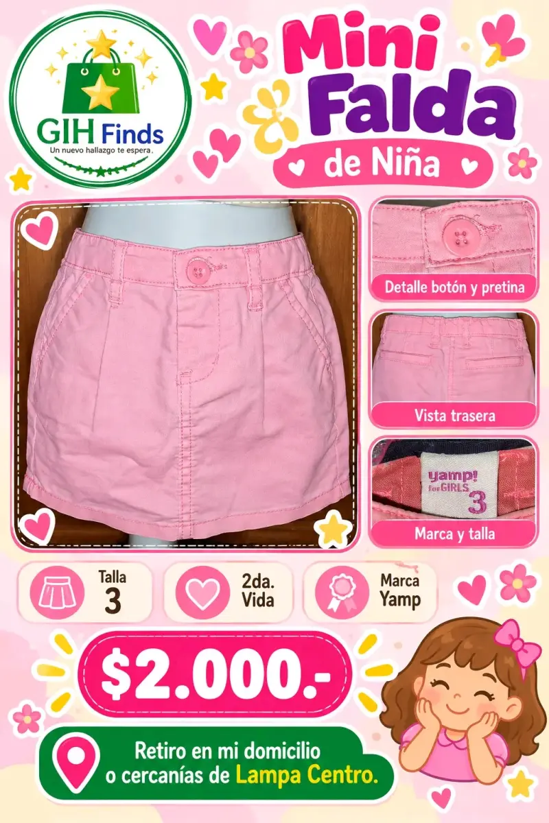Mini falda de niña rosa Yamp