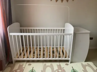 Cuna KIDSCOOL, de madera blanca con cajonera - miniatura 1