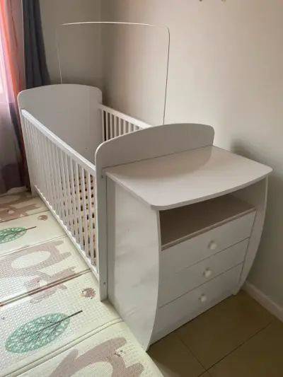 Cuna KIDSCOOL, de madera blanca con cajonera - miniatura 3