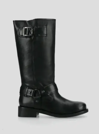 Botas foster negras de cuero con hebilla - miniatura 1