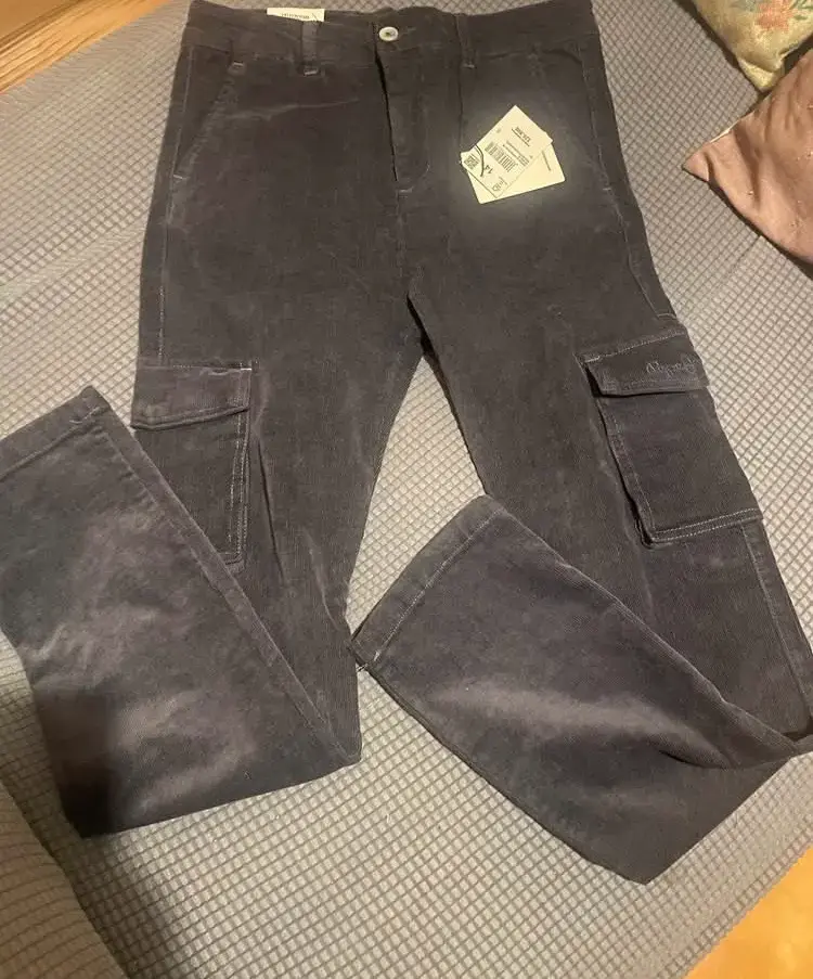 Pantalones cargo de pana gris para hombre