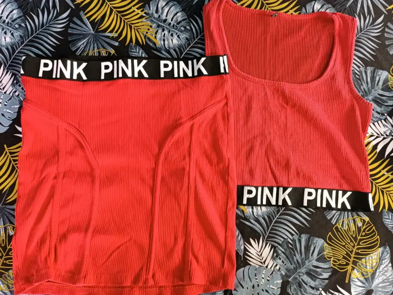 Conjunto deportivo rojo con banda elástica Pink - 1