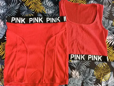 Conjunto deportivo rojo con banda elástica Pink - miniatura 1