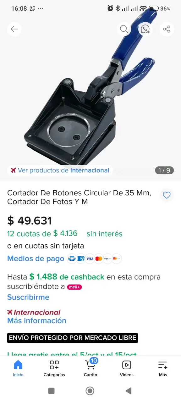 Cortador de Circulos 35 mm Azul para papelería y c - 3